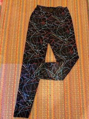 Scribble Print Faux-Fur Lined Leggings